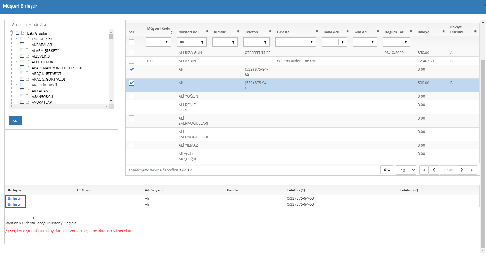 Müşteri Birleştirme Nasıl Yapılır?
