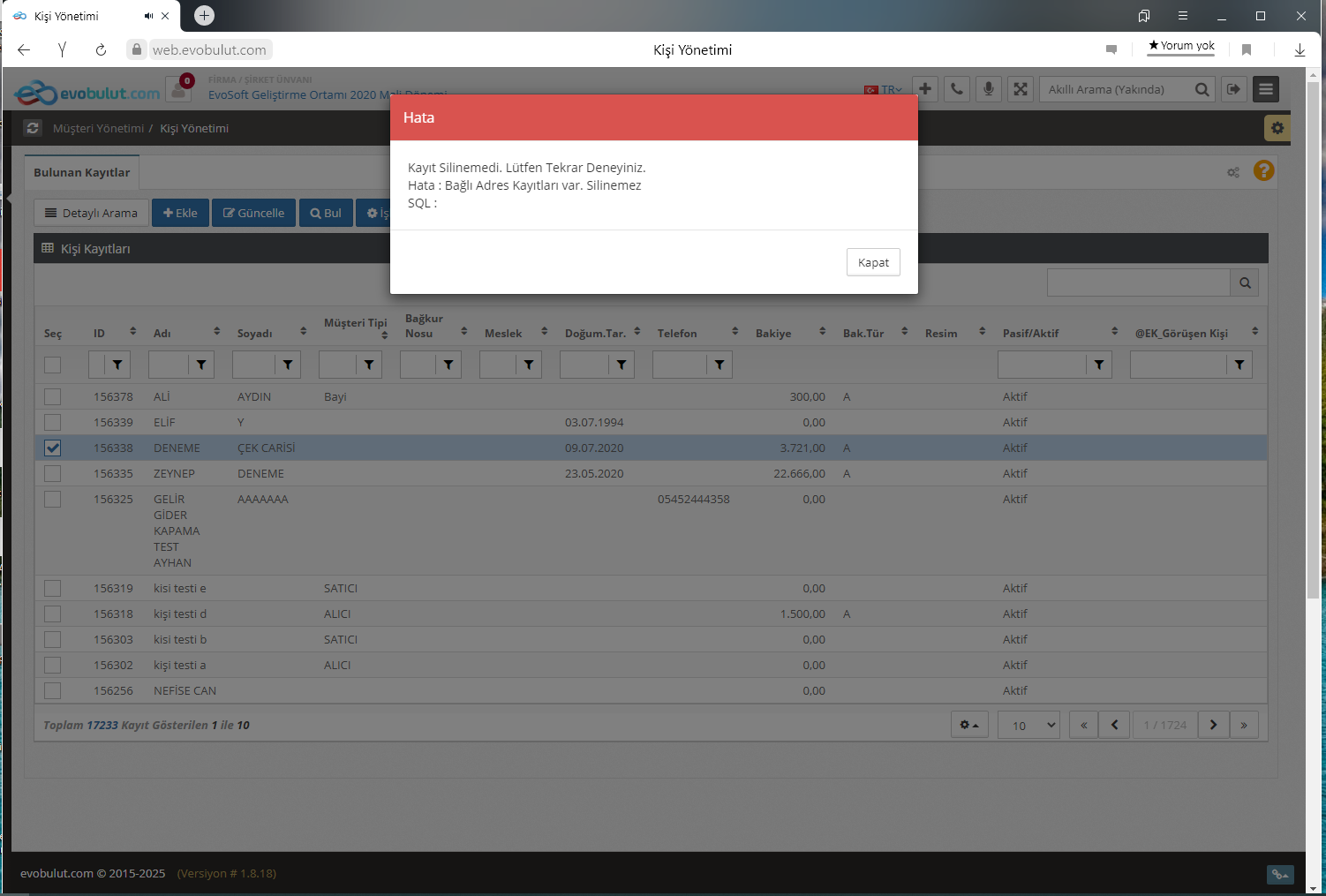 Kişi Kayıtlarımı Nasıl Silerim?