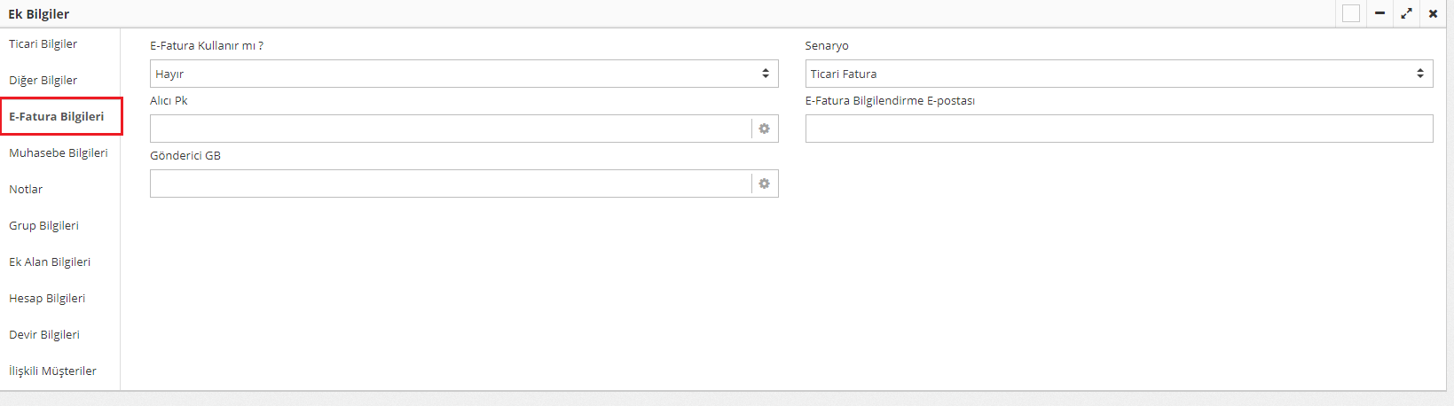 e-fatura bilgileri nasıl girilir