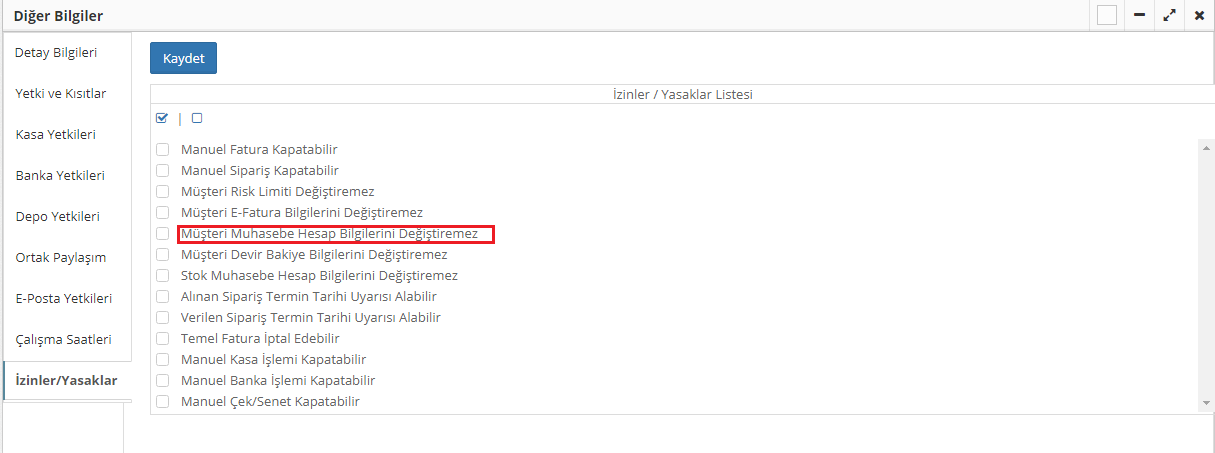 müşteri muhasebe bilgileri
